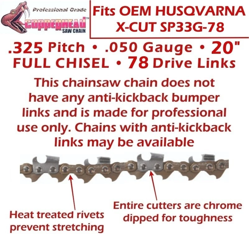 CABEZAL DE COBRE 20" BARRA, CADENA CINCEL COMPLETO, LIMA, MANGO HUSQVARNA 350 445 450 78 DL Foto 2 de 4