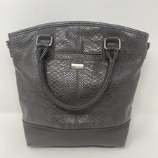 New Jewell by Thirty One Gray Faux Reptile Handbag Purse Magnetic Top