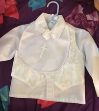 Baby boy Christening Baptism Infant Vestie Set, White, Size 9.0