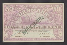 🔴DENMARK  50 Kroner 1944 UNC  *SPECIMEN* 🔴 REPRODUCTION🔴