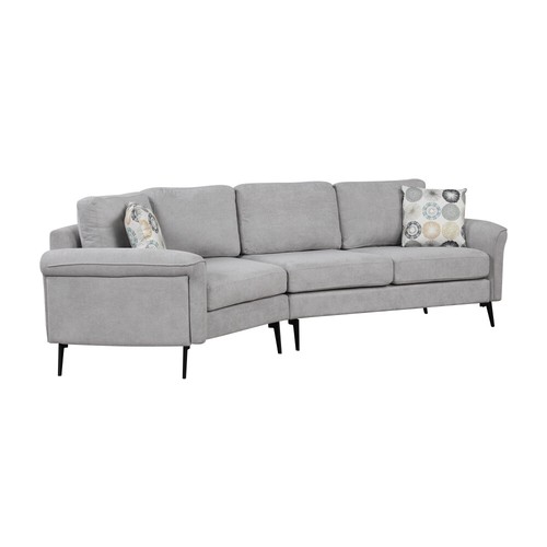 111" Upholstered 3-seater Sofa Curved Sofa Couch with Two Printed Pillows, Gray - Picture 47 of 60