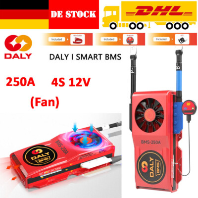 Daly 4S 12V 250A LiFePO4 Smart BMS (Fan) Common Port Balance+Bluetooth Module DE