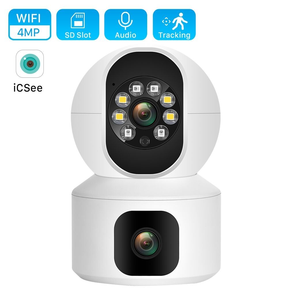 4MP Dual Lens WiFi Camera for Baby Kids New Home CCTV Video Surveillance Camera