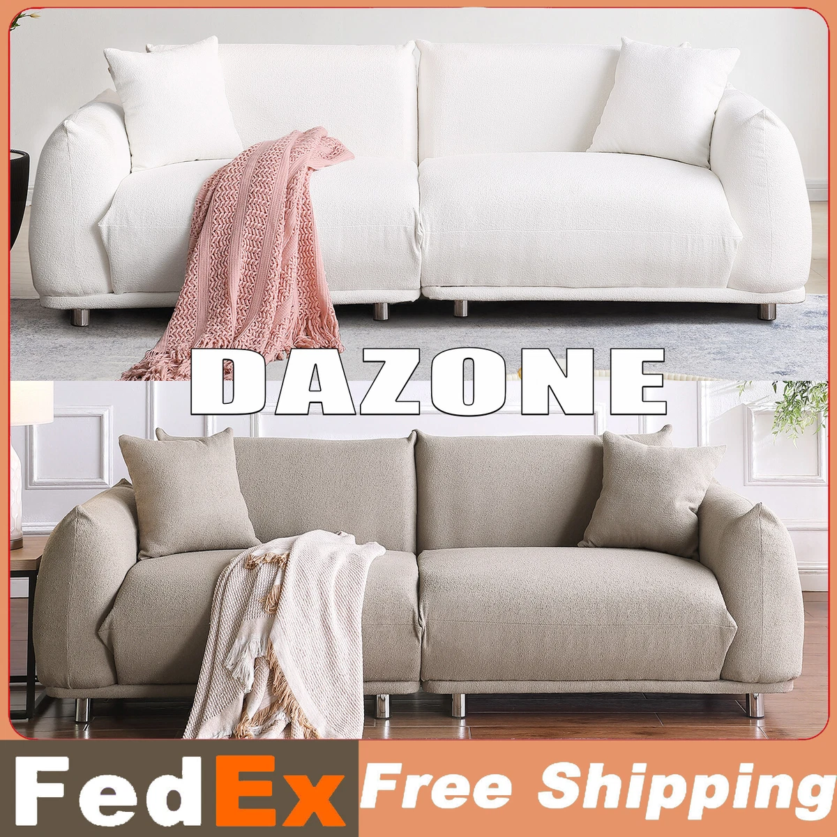 Sherpa Teddy Loveseat Sofa Overstuffed