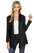 Nyl Womens Long Sleeve Open Front Drape Cardigan - Made In Usa