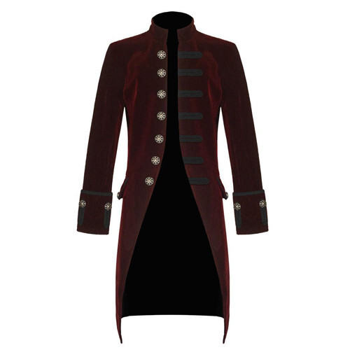 Herren Renaissance Gothic Steampunk Victorian Gehrock Samt Vampir Jacke - Bild 10 von 13