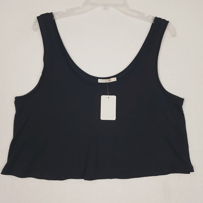 Heart & Hips Cropped Tank Size L Black  Scoop Neck Stretch NWT