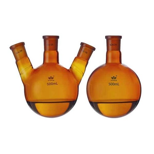 5ml - 1000ml 1-4 Necks Round Bottom Amber Boiling Flask with Standard Joints - Picture 6 of 12