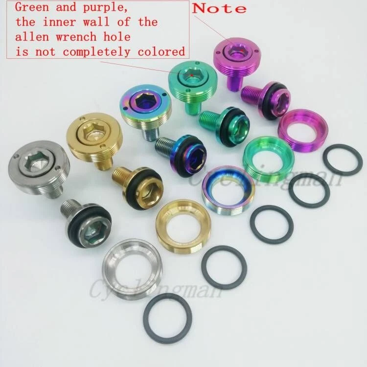 Manivela de bicicleta M8x15mm parafusos de titânio parafusos cônicos quadrados suporte inferior tampa de parafuso Ti - Imagem 2 de 3