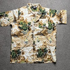 Men’s 2XL Pipeline USA Tan Hawaiian Shirt Made In USA