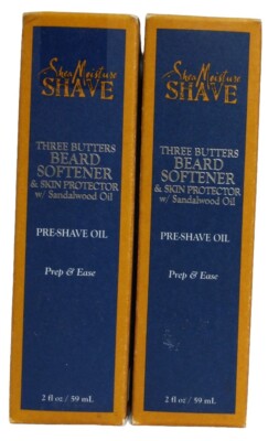 2X Shea Moisture Three Butters Beard Softener & Skin Protector 2 Oz. Each 