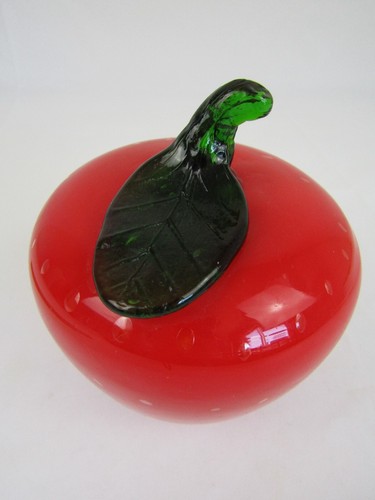 VTG Blown Glass Bullicante Red Apple Paper Weight Good Luck Figurine 6" - Picture 2 of 7