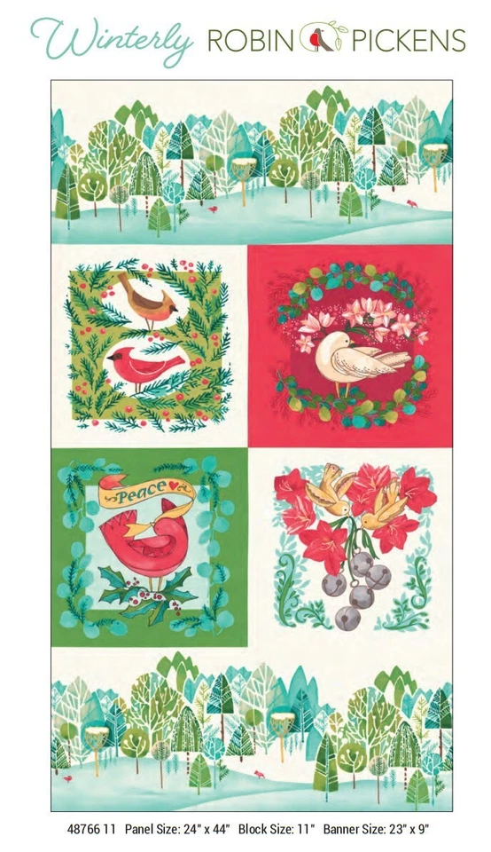 WINTERLY 28 FQs + Panel Moda Redbird Christmas fabric quilt fat quarters 48760AB - Image 2 of 4