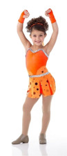 Get It Started ORANGE Child X-Small Jazz Tap New Dance Costume Unitard  Gloves