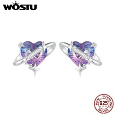 Wostu Real 925 Silver Gradient Starry Stud Earrings Jewelry Fashion Women Gifts