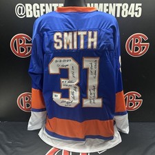 Billy Smith Signed New York Islanders Stat Jersey Autographed Steiner CX