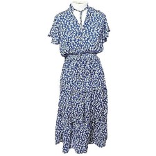 Melrose and Market Maxi dress size Small blue floral lined ruffle hem