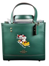 Coach Disney X Dempsey Tote 22 Dark Pine Mickey Minnie Sled Leather CM844 NWT