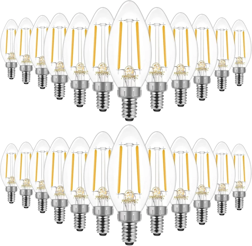 Energetic 3.5W E12 B10 Clear LED Bulbs - 40W Incandescent Equivalent, Pack of 24 - Image 3 of 4