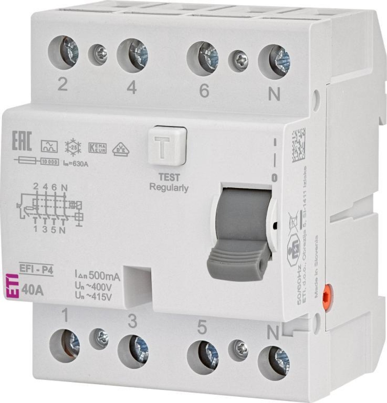 4P 40A 0.5A Residual Current Switch Type ASTI EFI-P4 002061542