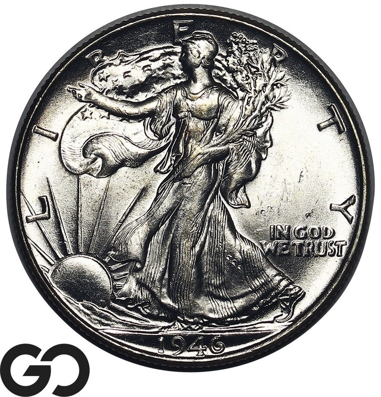 1946 Walking Liberty Half Dollar, Blast White Gem BU++