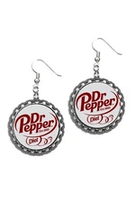 Diet Dr Pepper pair of earrings cute cool Liteweight Metal grey cute drink soda