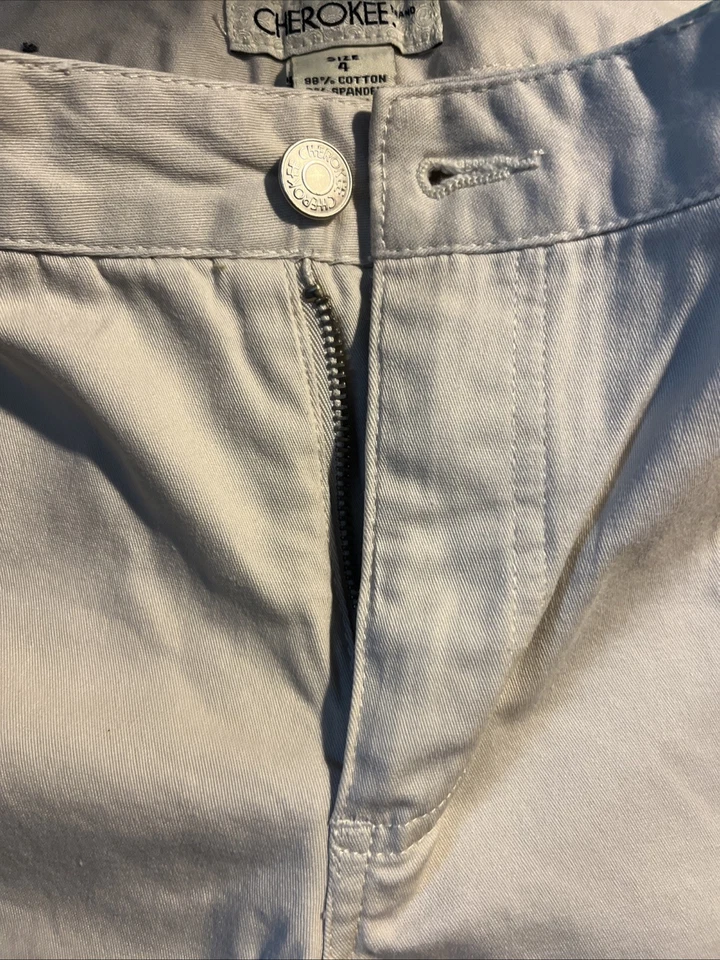 Pantalones Cortos Carga Vintage Cherokee Para Mujer Marfil Caqui 5 Bolsillos Talla 4 Muy Bueno Foto 2 de 4