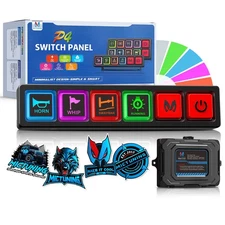 4 Gang Switch Panel, Upgraded Color-Coded Backlit Buttons Relay Control System