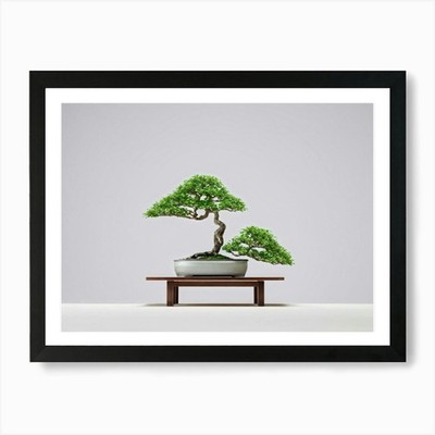 Bonsai Baum zart elegant Ast gerahmt Wandbild Poster Leinwanddruck Bild