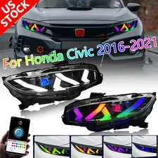 TT-ABC RGB LED Headlights Lamp W/DRL KIT For Honda Civic 2016-2021 10th Gen