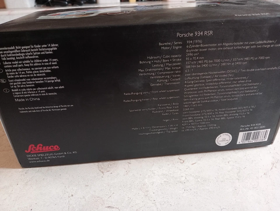 RARISSIMA Schuco 1/18 Porsche 934 RSR #61 Edizione Limitata 1000 Pcs - Immagine 3 di 4