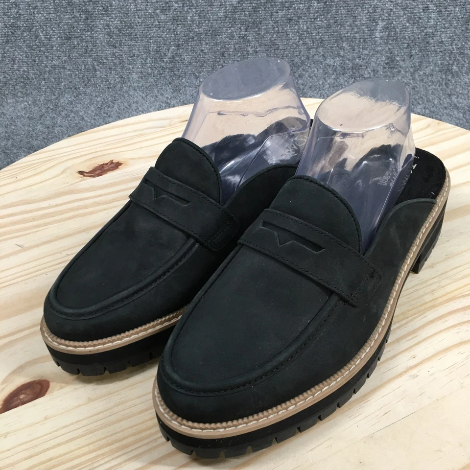 Toms Shoes Womens 10 Black Cara Mule Penny Loafers Leather Lug Sole 10020809 - Image 3 of 4