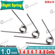 Torsion Spring (pack of 10), 1mm Wire diameter, 5mm - 12mm OD, Right spring