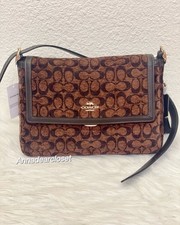 NWT Coach Etta Flap Shoulder Bag in Signature Chenille CCE58