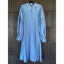 Vintage Murphy Robe Made in USA Priest Clergy Pulpit Choir Robe Blue Zip Front