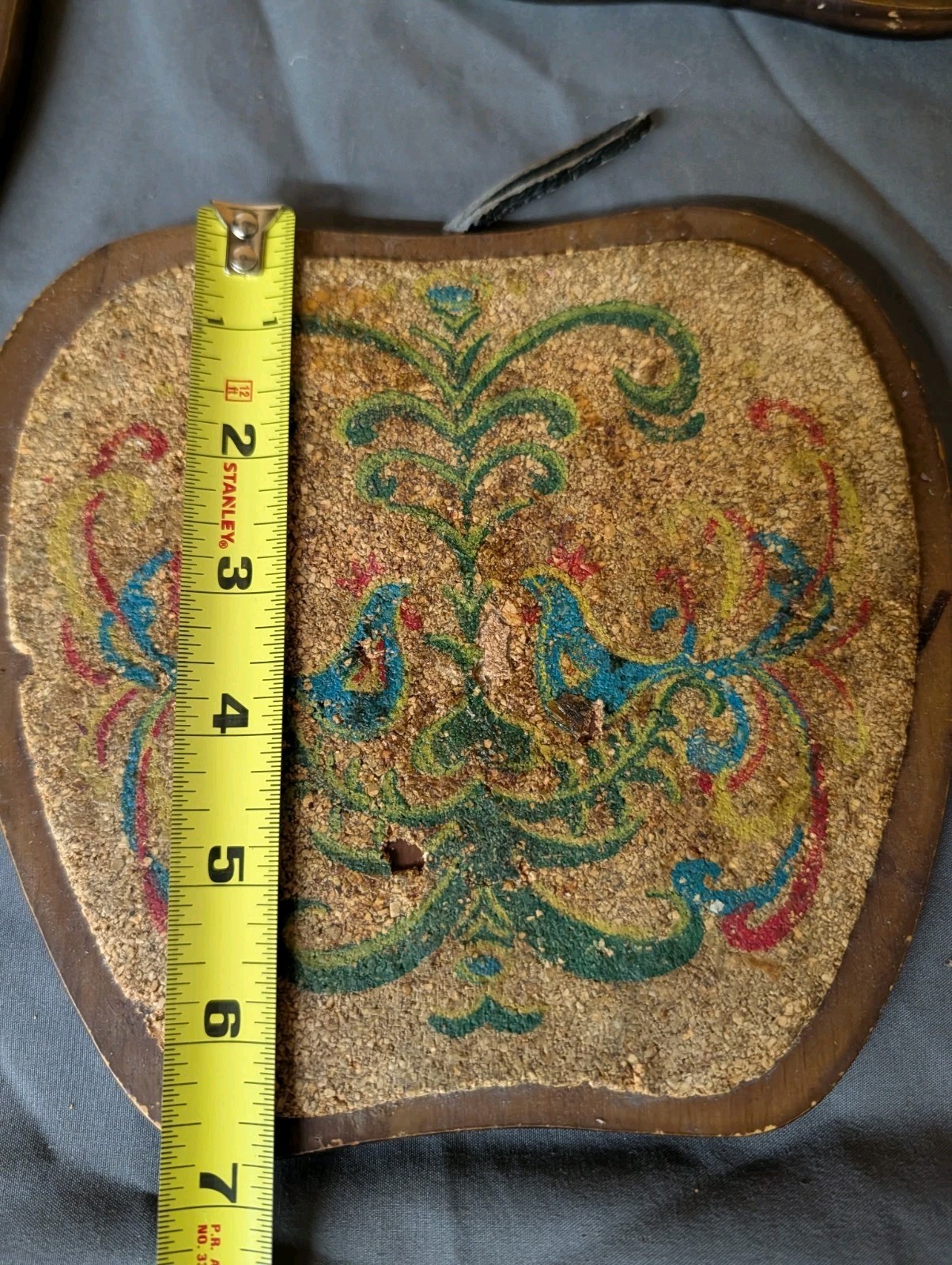 Vintage PA Dutch Cork Wood Trivets Hot Pads Apple Shape Rooster Set of ...