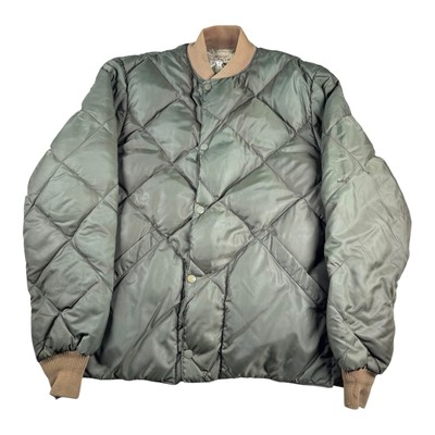 Vintage 1950's Eddie Bauer Skyliner Green Down Quilted Puffer