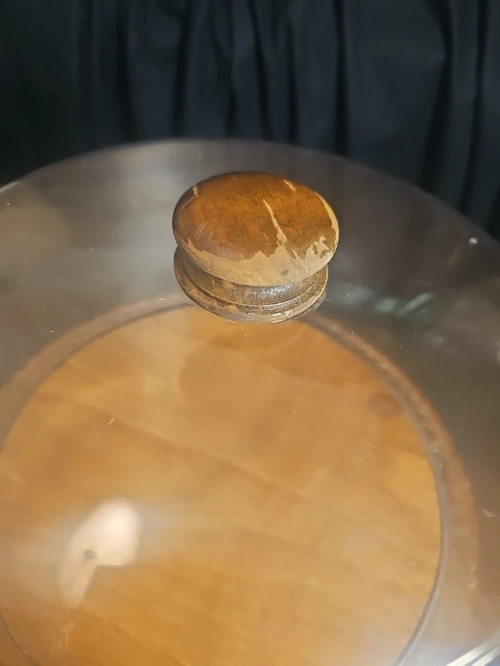 Vintage MCM Wooden Acrylic Cake Pedestal Dome Lightweight - Image 3 of 4