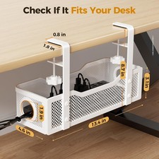 Under Desk Cable Management Tray No Drill Cord Organizer Clamp For Standing Desk