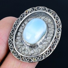 Exciting Republic Larimar Gemstone 925 Sterling Silver Ring Size 6.5