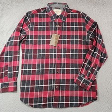 Weatherproof Vintage Shirt Mens Large Red Black Gray Plaid Flannel Button Down