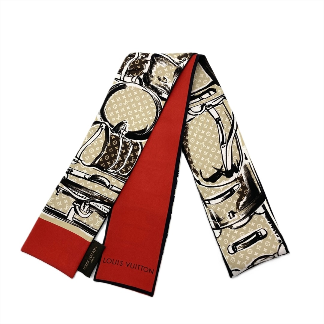 Louis Vuitton Bandoo Silk Scarf M73964 Beige Ma0194 Red Trunk Suitcase Pre-Owned