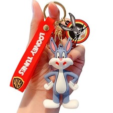 3D Rubber Figure Keyrings - Looney Tunes Cartoon Keychain with Bugs Bunny