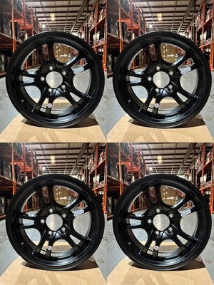 Set of 4 Unbranded SUJA 15x5 5x4.5 Trailer Wheels Matte Black Fully Painted