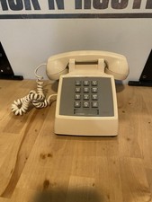 Vintage AT T Push Button Desk Phone Beige With Tones Working Tested