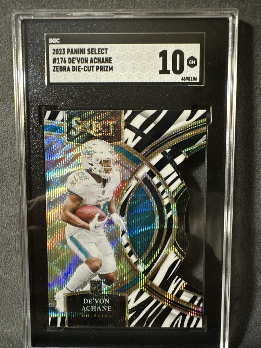 2023 Panini Select - Premier Level De'Von Achane #176 Zebra Prizm