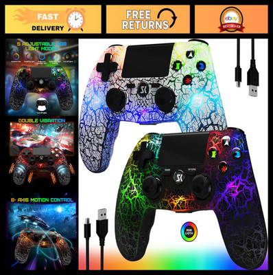 Wireless PS4 Controller Dual Pack - RGB Light, 1000mAh Battery, 6-Axis Motion, V