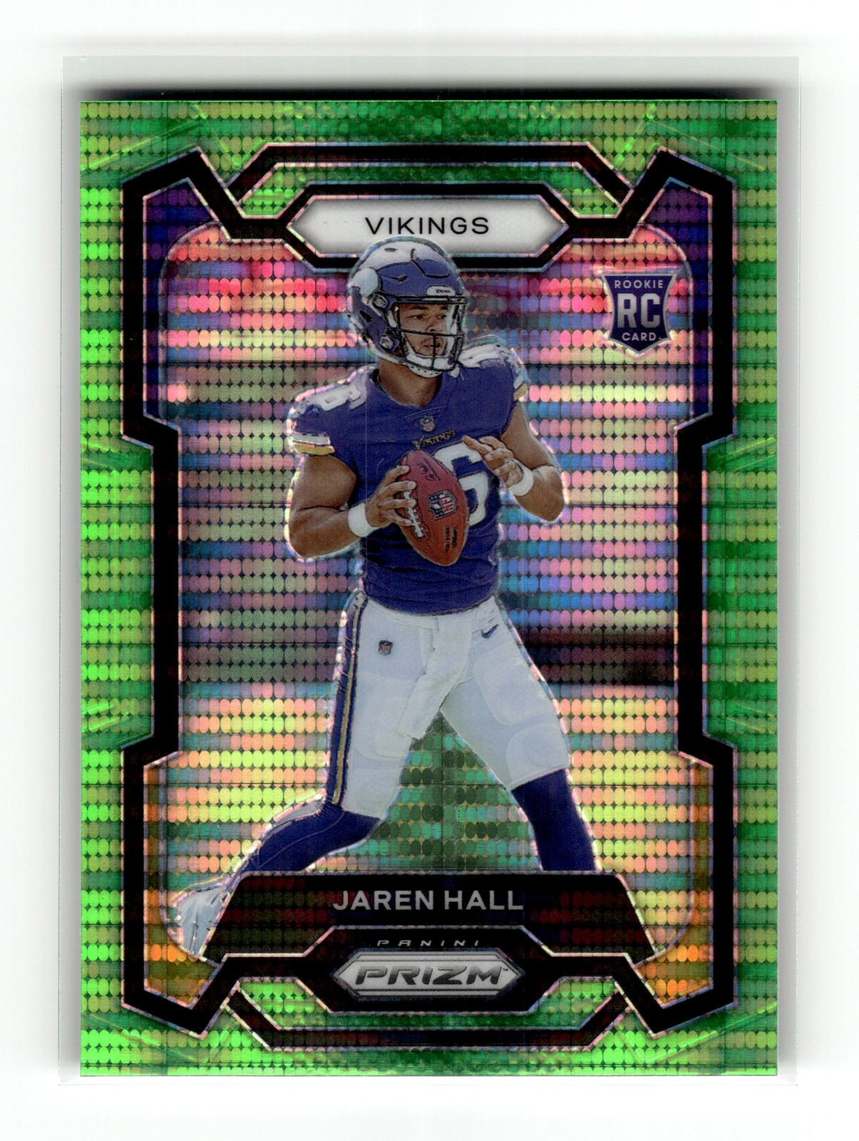 Jaren Hall 2023 Panini Prizm #367 Minnesota Vikings Neon Green Pulsar