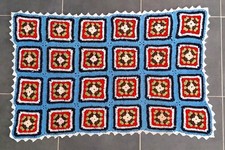 PATCHWORK " Millefiori " en laine 113 cm X 74 cm France 1980