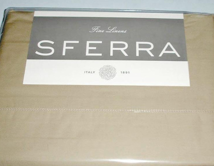 Sferra Leonardo Taupe King 4 PC. Sheet Set Italian Spun Cotton Percale New